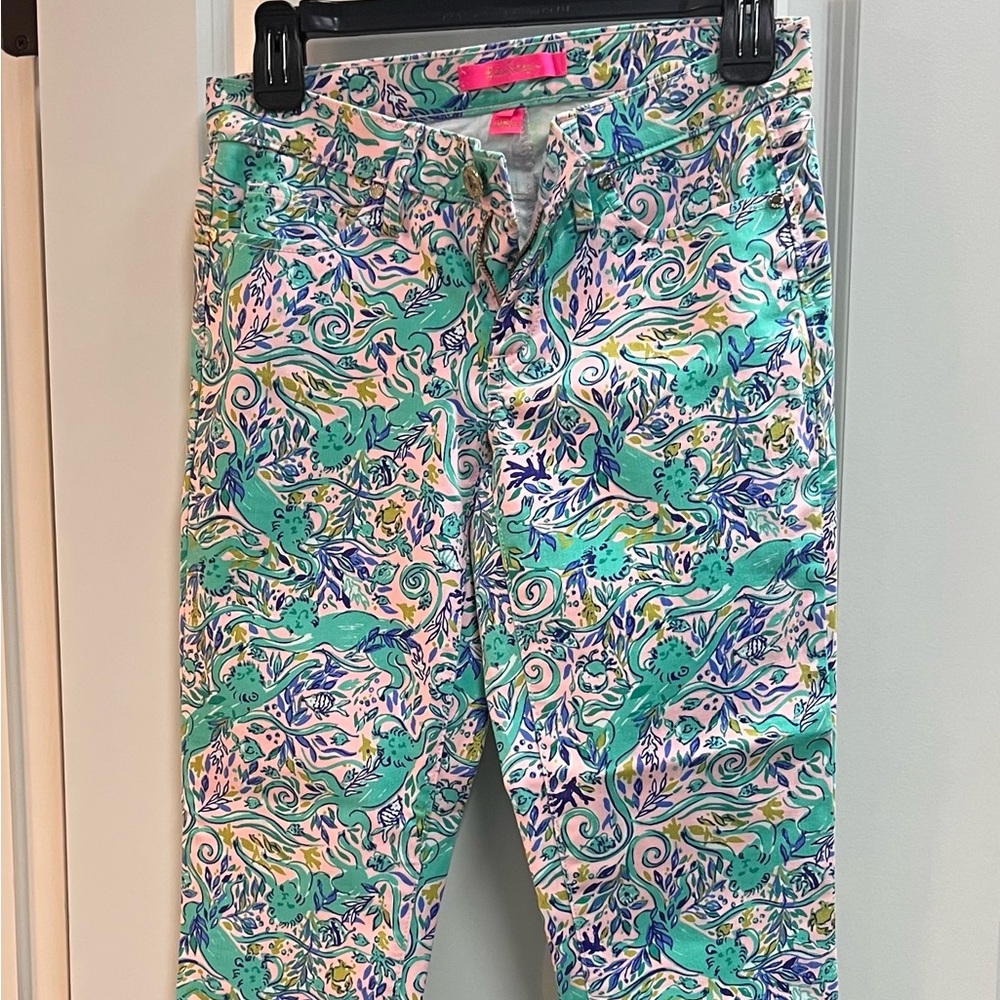 NWOT Lilly Pulitzer South Ocean Skinny Crop Monkey Sea Pants Jeans Womens Size 2
